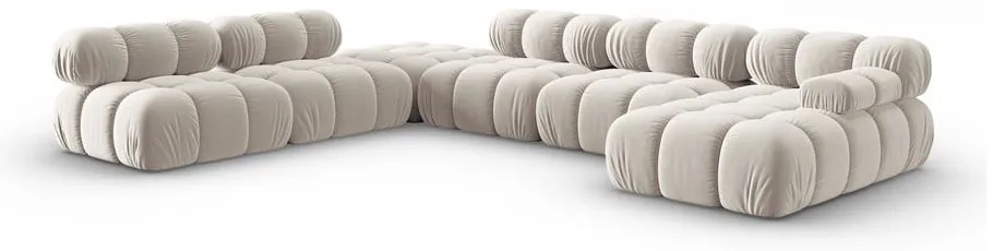 Bézs bársony moduláris sarokkanapé (bal oldali-U alakú) Bellis – Micadoni