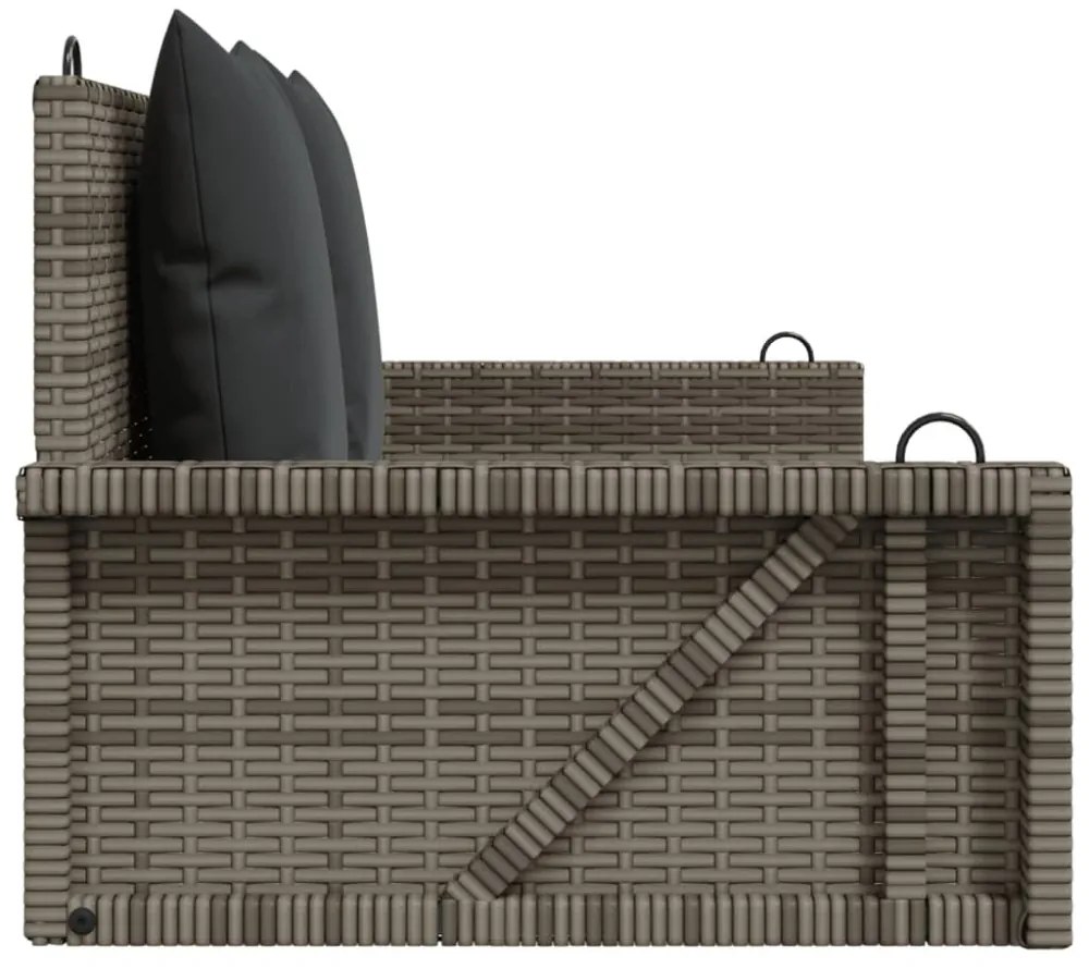 szürke polyrattan hintapad párnákkal 119x56x48 cm