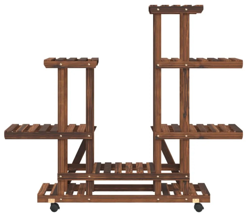 tömör fenyőfa virágtartó állvány kerekekkel 95 x 25 x 101 cm