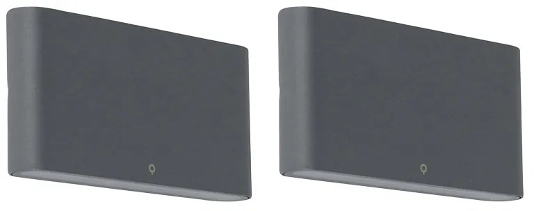 2 db-os kültéri fali lámpa szett sötétszürke 17,5 cm LED-del - Batt