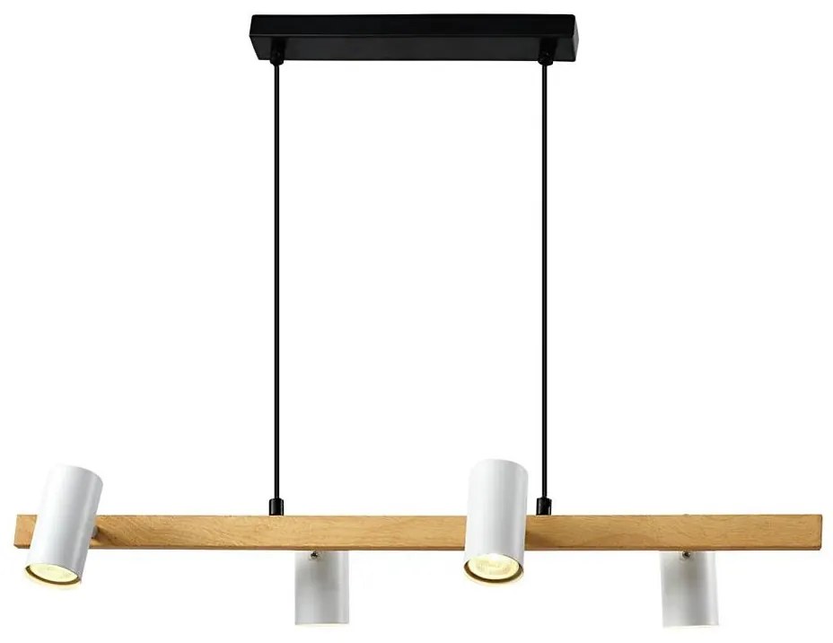 XILO kábeles csillár, 4xGU10/25W/230V, bükk/fehér