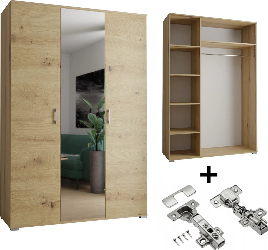 Gardróbszekrény Akció 3-D 120 x 192 x 51 cm Artisan Tükör Csendes Ház