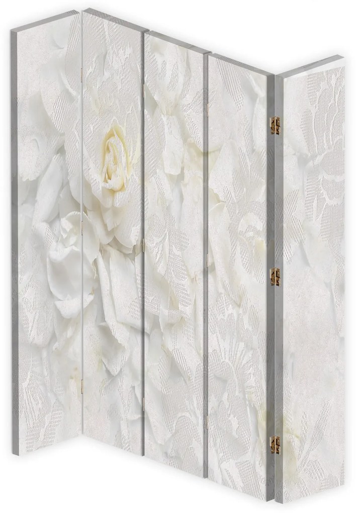 Gario Paraván Fehér virágok Méret: 180 x 170 cm, Kivitelezés: Forgó paraván 360°