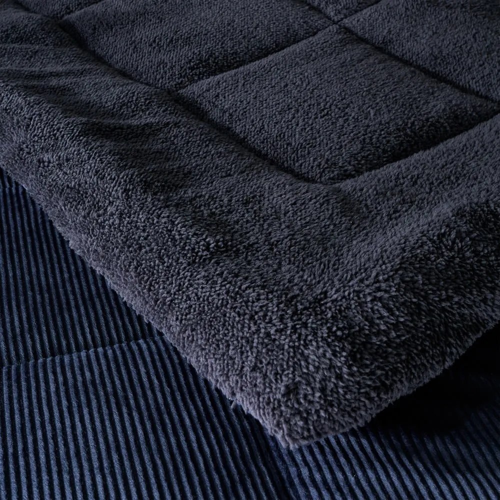Sötétkék mikroplüss steppelt ágytakaró franciaágyra 200x220 cm Cosy Cord – Catherine Lansfield