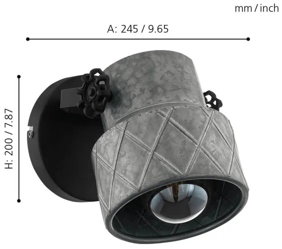 Eglo 39868 - HILCOTT fali lámpa 1xE27/40W/230V