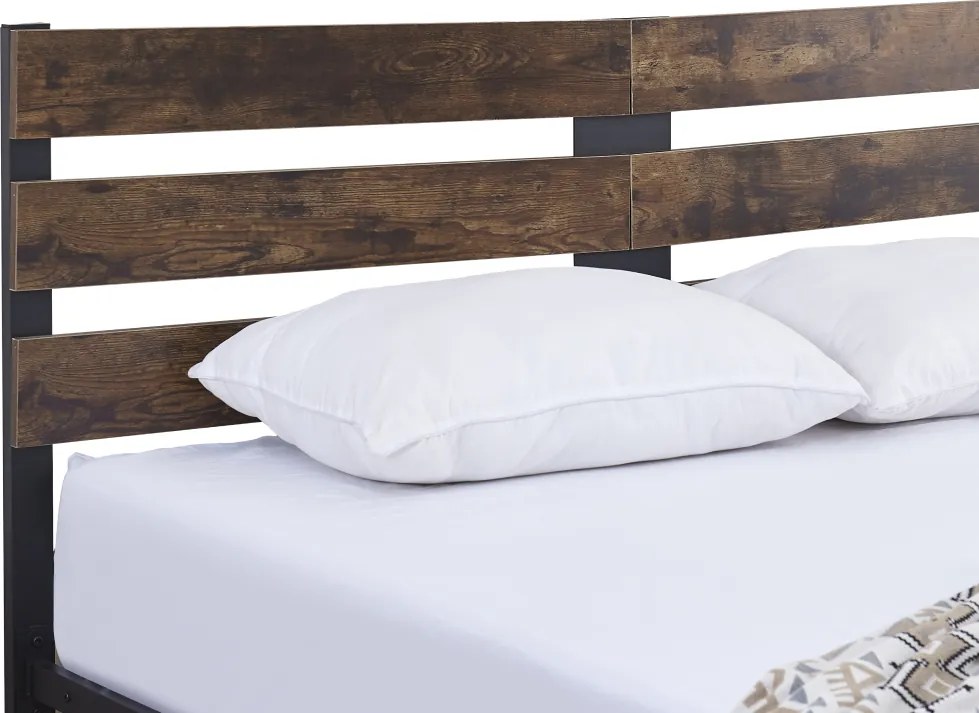 Franciaágy ráccsal, rusztikus tölgy/fém, 180x200, ANEYA