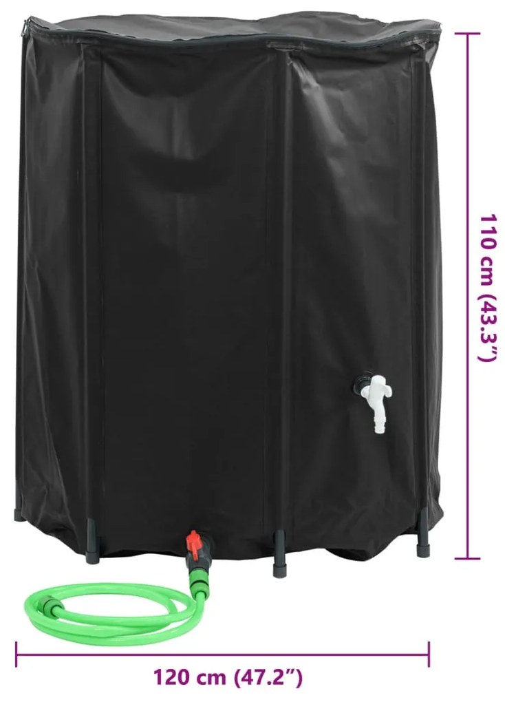összecsukható PVC víztartály csappal 1250 L