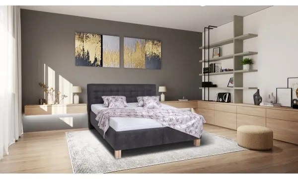 Kárpitozott VIOLET ágy tárolóval, matrac nélkül, 180x200 cm, sötétszürke