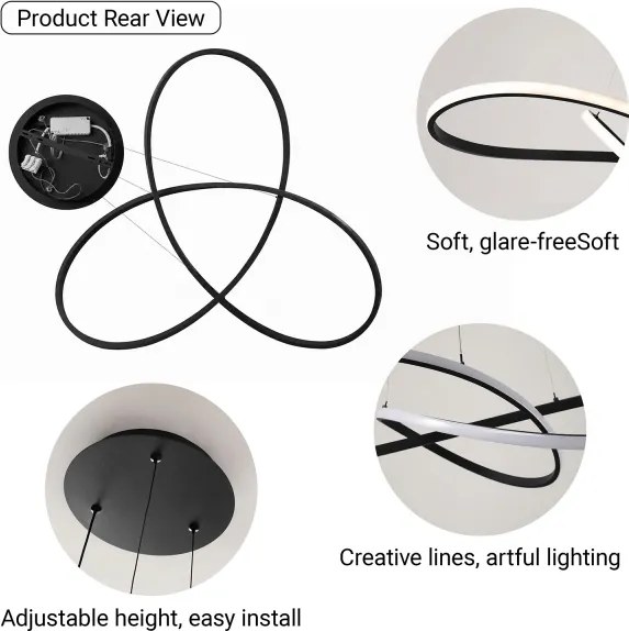 Brilagi - LED dimmelhető kábeles csillár INFINITY LED/80W/230V 80x80 cm fekete + távirányító