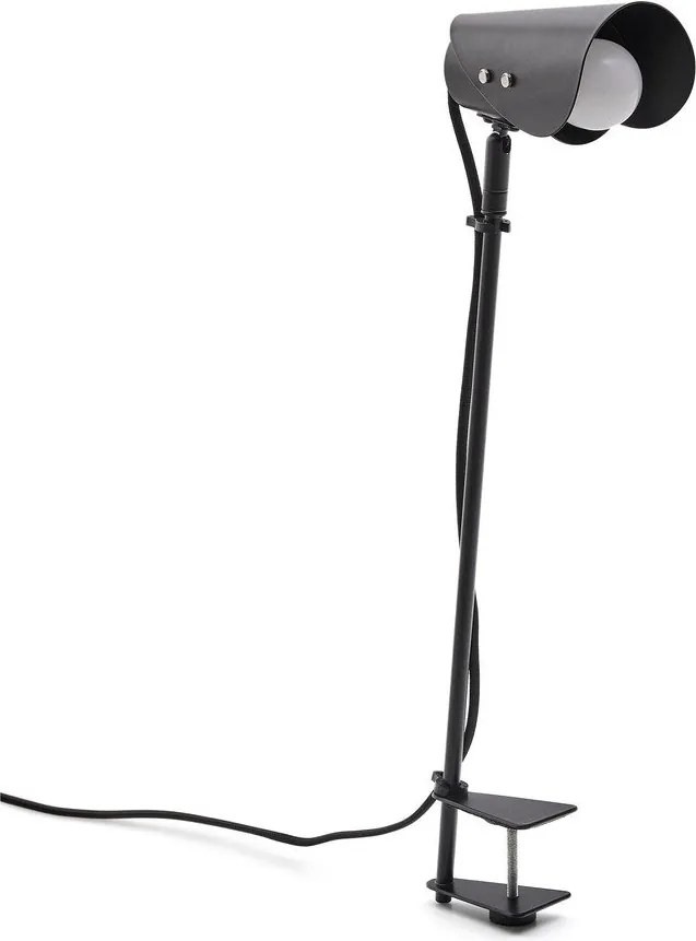 Fekete fém asztali lámpa csiptetővel (magasság 51 cm) Jula – Kave Home