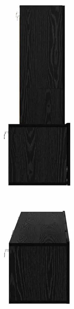 Fali TV Szekrény 4 pcs Musta tammi 200 x 30 x 30 cm Műanyag Fa