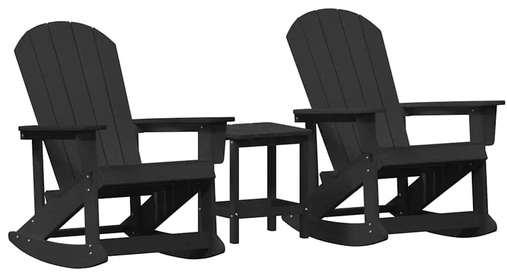Kerti lounge szett 3 pcs Fekete HDPE