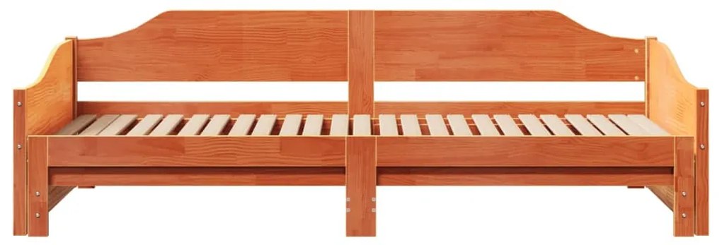 viaszbarna tömör fenyőfa kihúzható kanapéágy 90 x 200 cm
