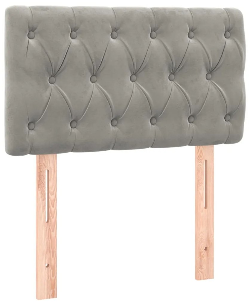 világosszürke bársony LED-es fejtámla 80x7x78/88 cm