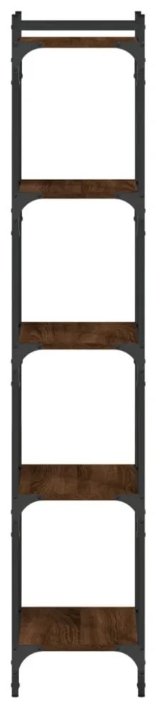 5 szintes barna tölgy színű szerelt fa könyvespolc 40x30x154 cm