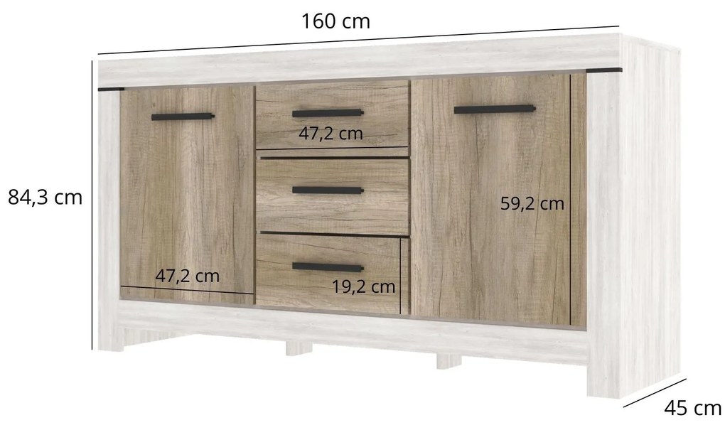 Komód Bloquearon 1 (canyon fenyő + karabela tölgy) . Akció -20%. 1116765