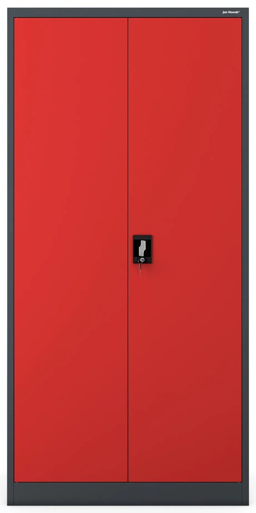 Zárható takarítószekrény DAWID 900 x 1850 x 450 mm, antracit-piros