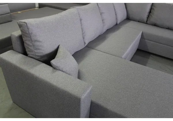 Univerzális ággyá alakítható U-alakú sarokülőgarnitúra tárolóhellyel SEYA szürke