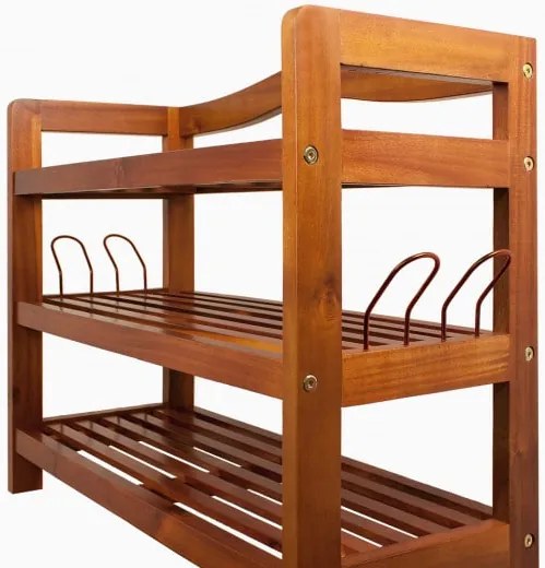 Casaria® Akácfa cipőtartó állvány - 3 szintes