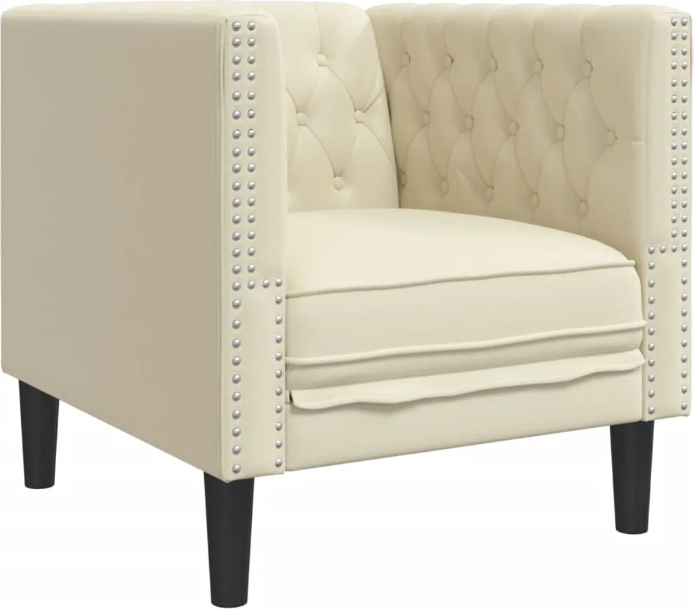 vidaXL krémszínű műbőr Chesterfield kanapéfotel