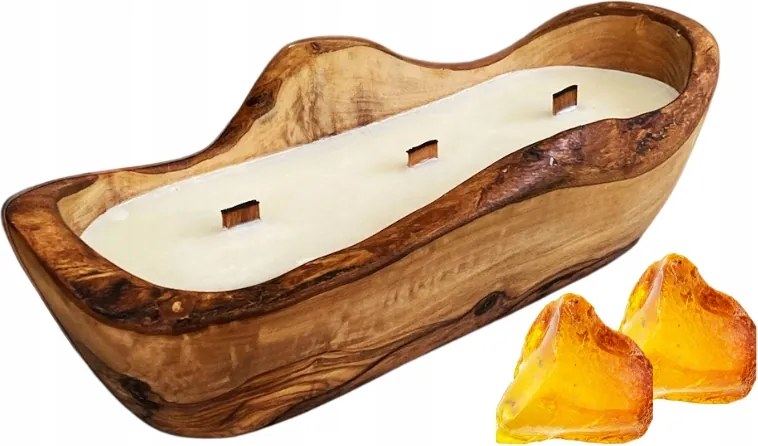 Természetes Illatgyertya Fában DK25 Arkay -Orientális-Arany Borostyán