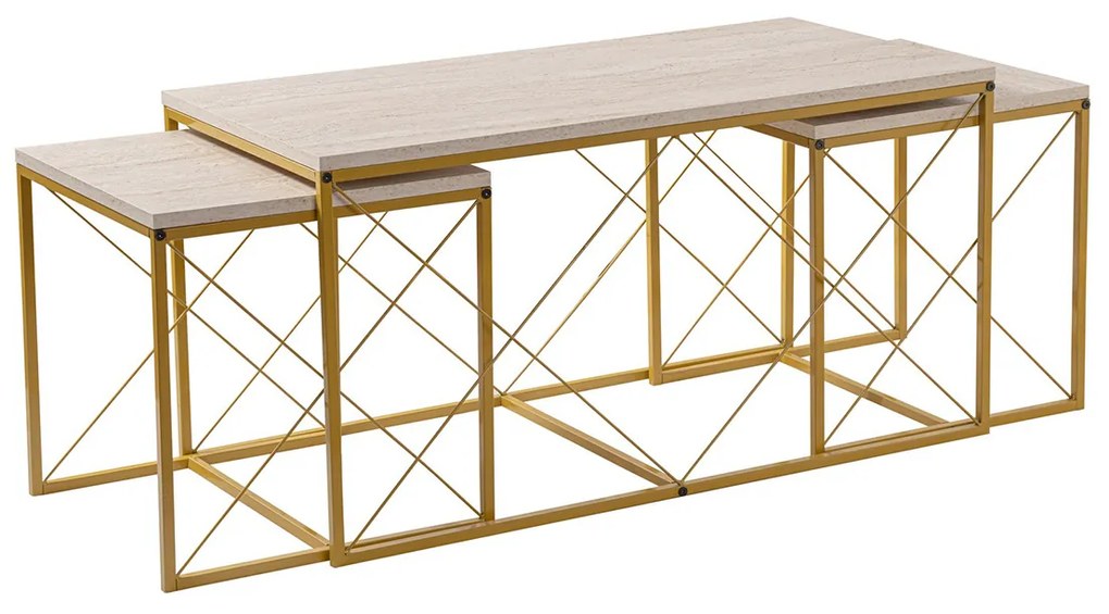 Defne Gold Travertine dohányzóasztal
