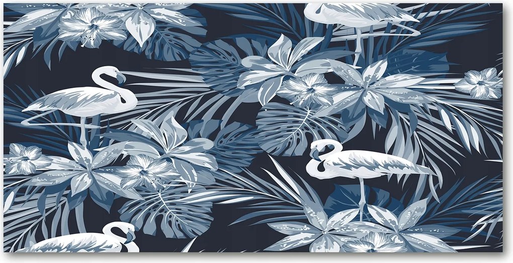 Konyhai panel Flamingók és növények 120x60 Ragasztó