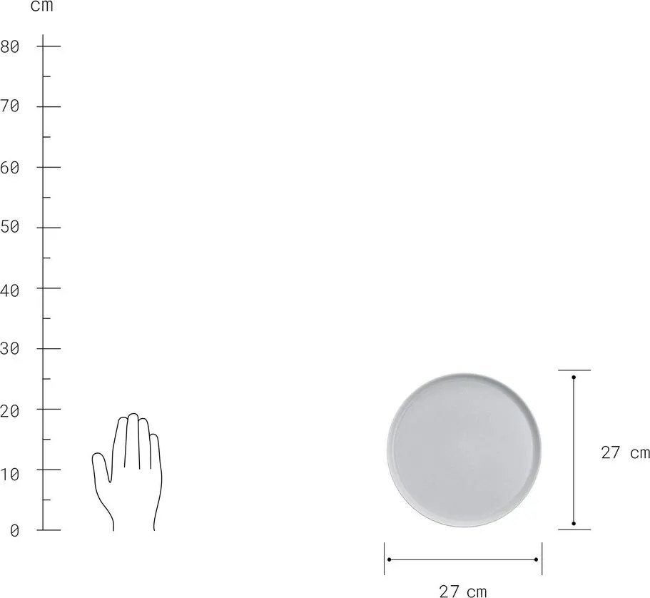 CASA NOVA lapos tányér Ø27cm, 4 db-os készlet, világosszürke