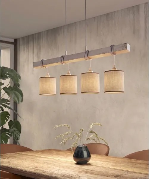 BRILAGI - LED csillár zsinóron NUBILA 4xE27/60W/230V szürke/barna