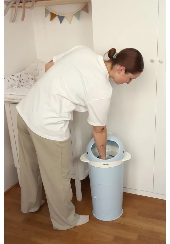 Világoskék műanyag szemetes pelenkákhoz 25 l Whale – Kindsgut