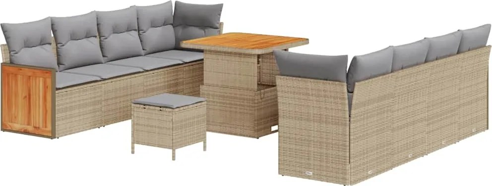 vidaXL Kerti Kanapé Szett párnával 11 pcs Beige és Világosszürke
