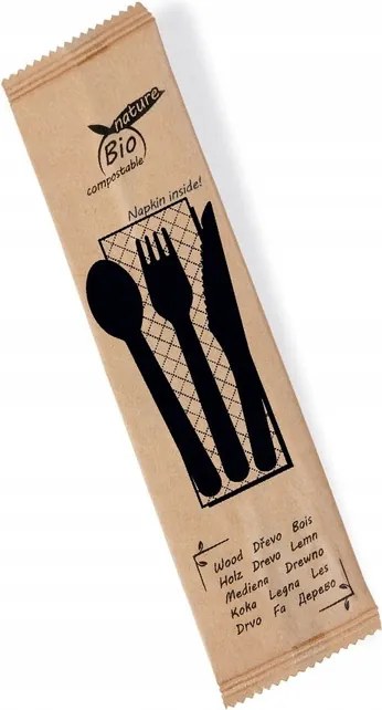 Eldobható evőeszköz készlet Eko fa x 50
