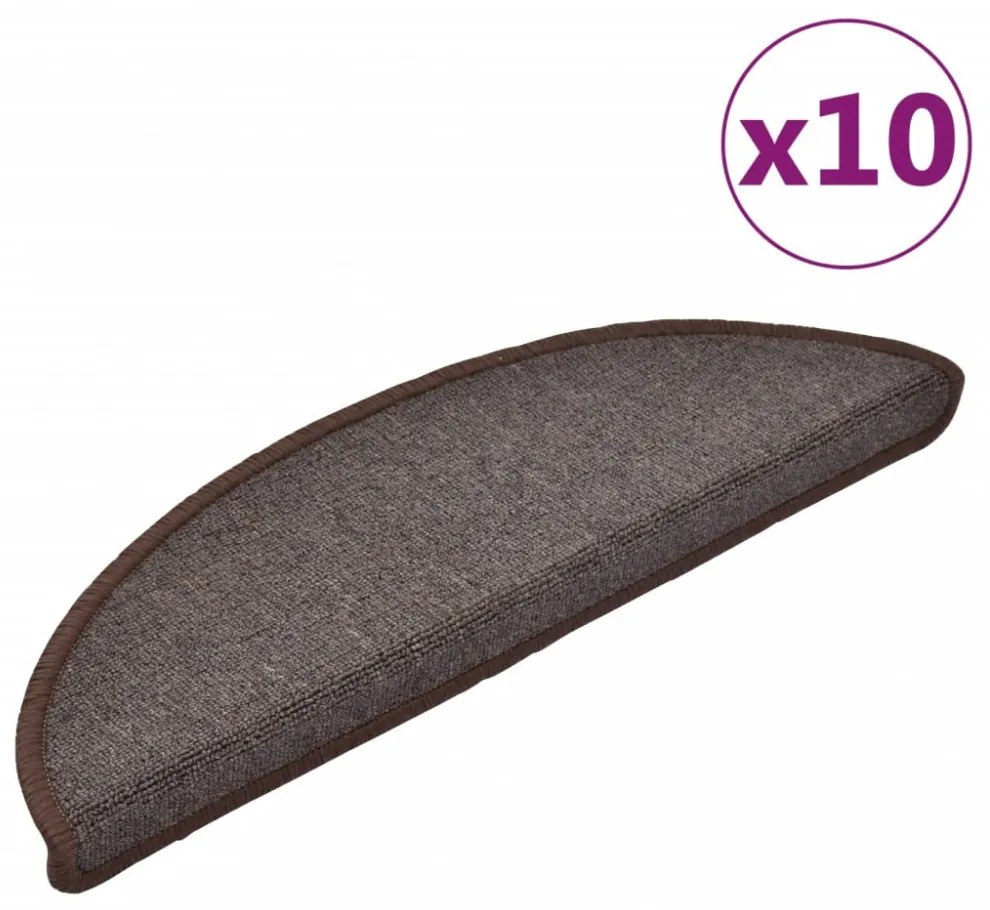 10 db lépcsőszőnyeg 56 x 17 x 3 cm kávébarna félkör alakú lépcsőszőnyeg