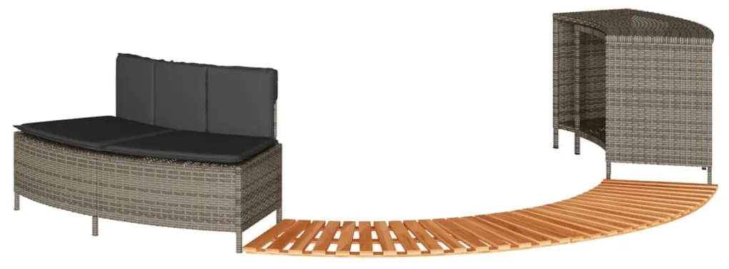 vidaXL szürke polyrattan és tömör akácfa jakuzzi-keret