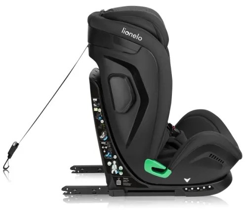 Lionelo - Forgatható autósülés alappal HARPER i-Size 76-150 cm Black Carbon