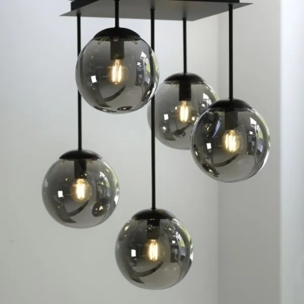 JUST LIGHT. 14602-18 - Csillár rúdon WIDOW 5xE14/25W/230V fekete