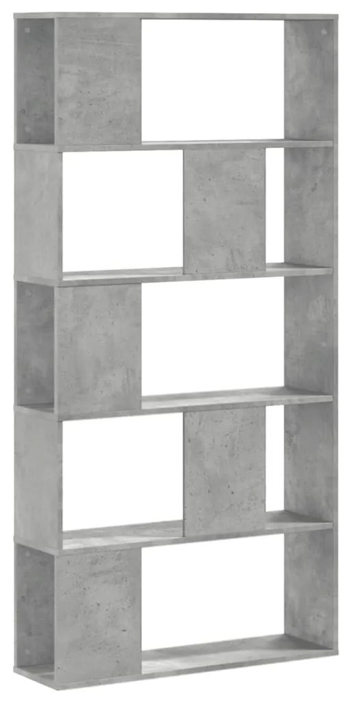 5 szintes betonszürke szerelt fa könyvespolc 80,5x23,5x162,5 cm