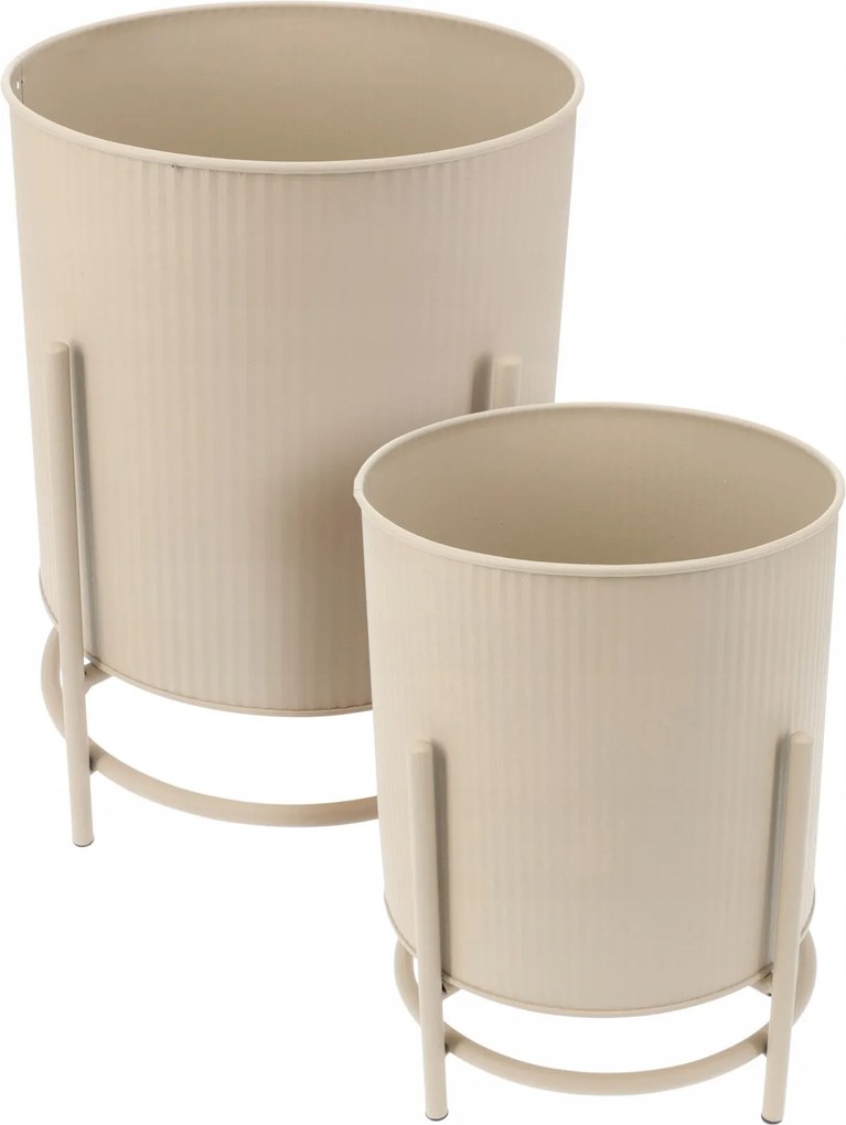 Fém Fedő Cserepes 2 Db Ø 17 CM Ø 20 CM Homok Bézs