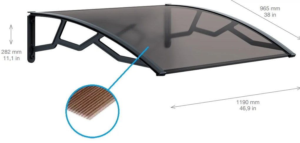 ARTPLAST Bejárati előtető 100x120cm, füst