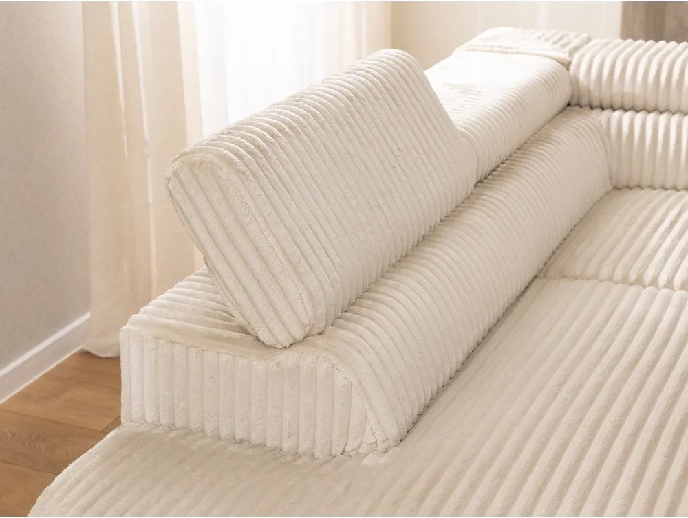 Bézs kordbársony sarokkanapé (bal oldali-L alakú) Marbeya – Ropez