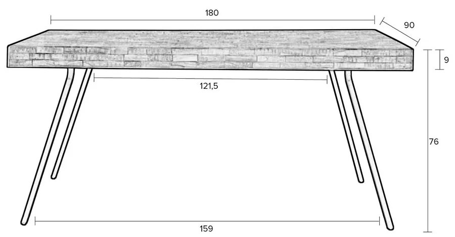 Teakfa étkezőasztal 90x180 cm Suri – White Label
