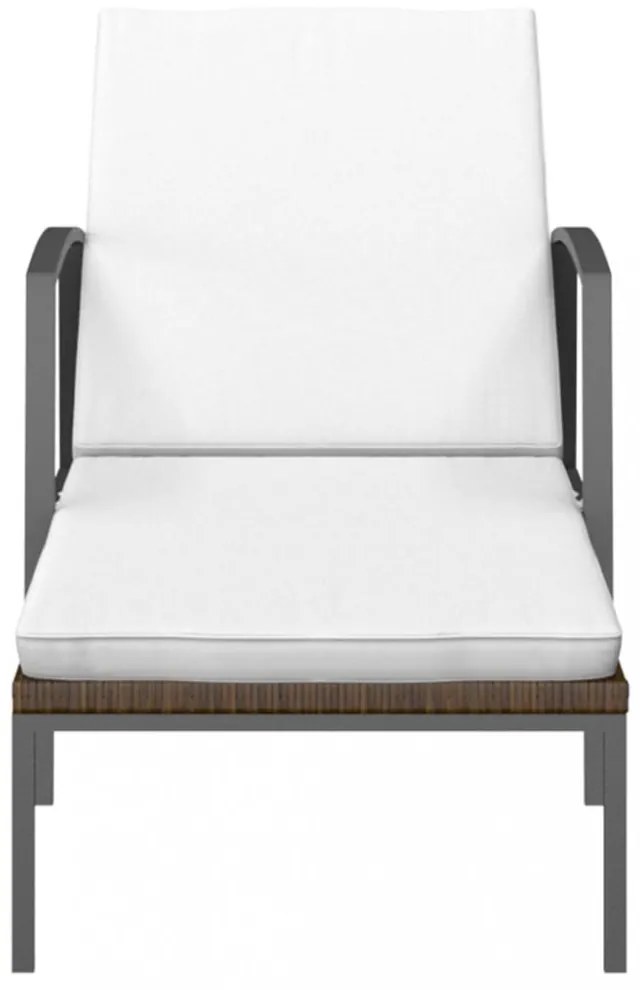 2 db barna polyrattan napozóágy asztallal