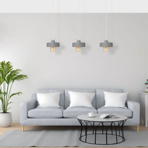 Csillár zsinóron VOLTA 3xE27/15W/230V szürke