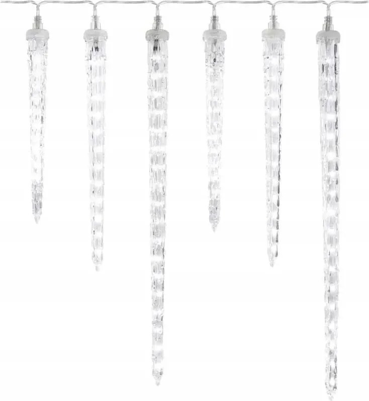 Dekorációs világítás x6 jégcsap 25cm-40cm IP44 160 Led 2m hideg fehér Emos