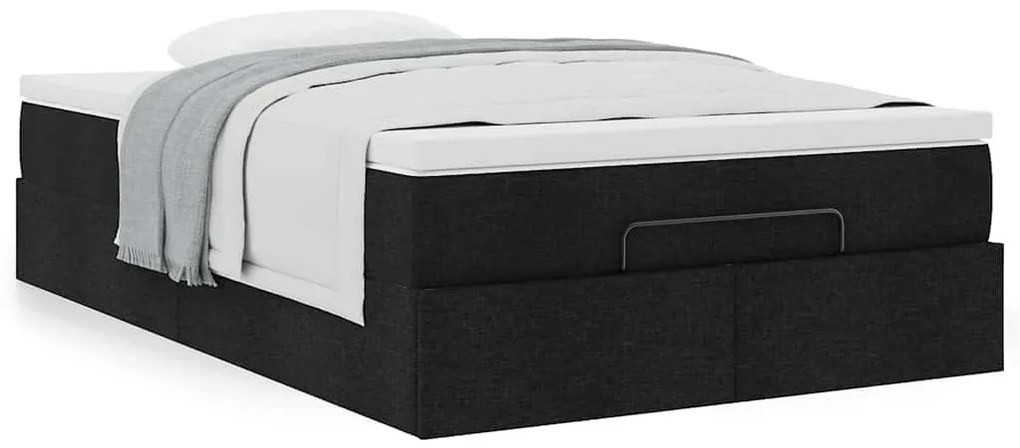 Ottomán ágykeret matraccal fekete 120x190 cm anyaggal