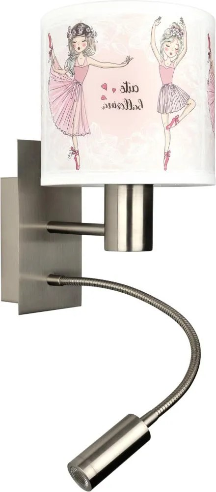 Brilagi - LED flexibilis lámpa BOBO 1xE27/25W/230V + LED/3W matt króm/fehér/rózsaszín/csomag.