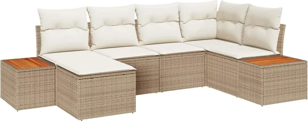 vidaXL Kerti Kanapé Szett párnával 7 pcs Beige és krém Polyrattan