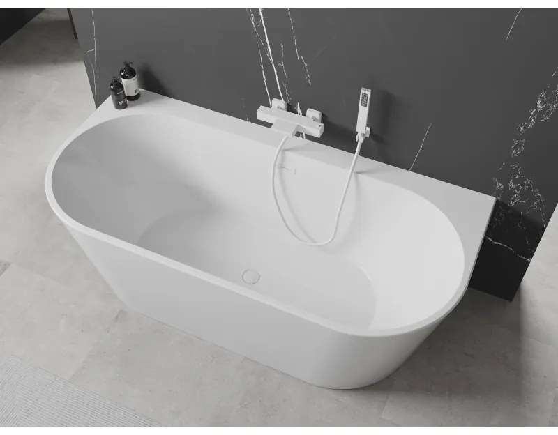 Mexen Oval+, falhoz szabadon álló kád 170 x 80 cm, fehér fényes, fehér túlfolyó, 52681708000-20