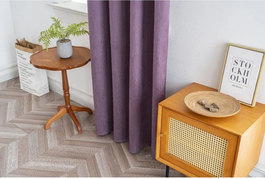 DUNES VELVET sötétítő függöny 140×250 cm, lila Felfüggesztés: Fém gyűrűk