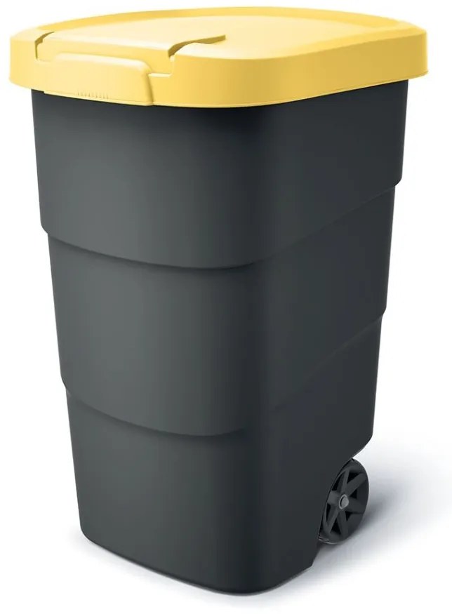 Prosperplast Wheeler 95 l szemetes kuka antracit sárga fedéllel
